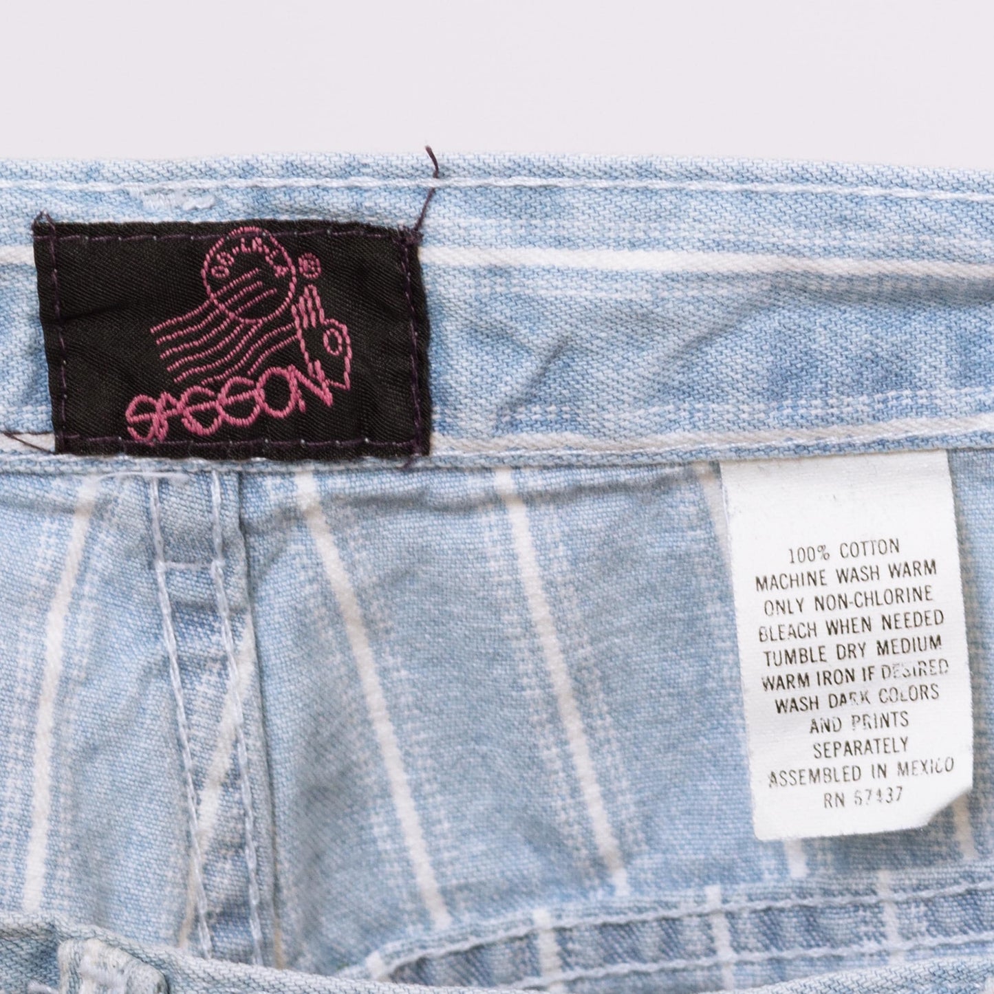 Vintage 80s Pinstriped High Waisted Jeans - Extra Small, 25" Waist | Light Blue Striped Denim Tapered Leg Casual Mom Jeans
