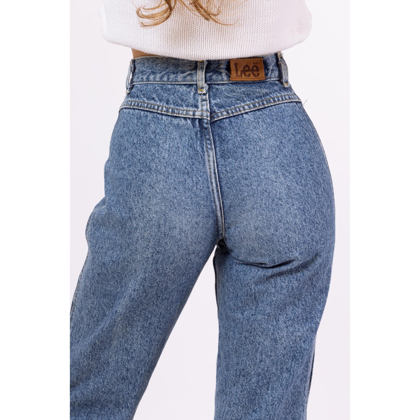 Vintage 80s Lee Acid Wash High Waisted Mom Jeans - XXS, 23" Waist | Pleated Tapered Leg Denim High Rise Grunge Jeans