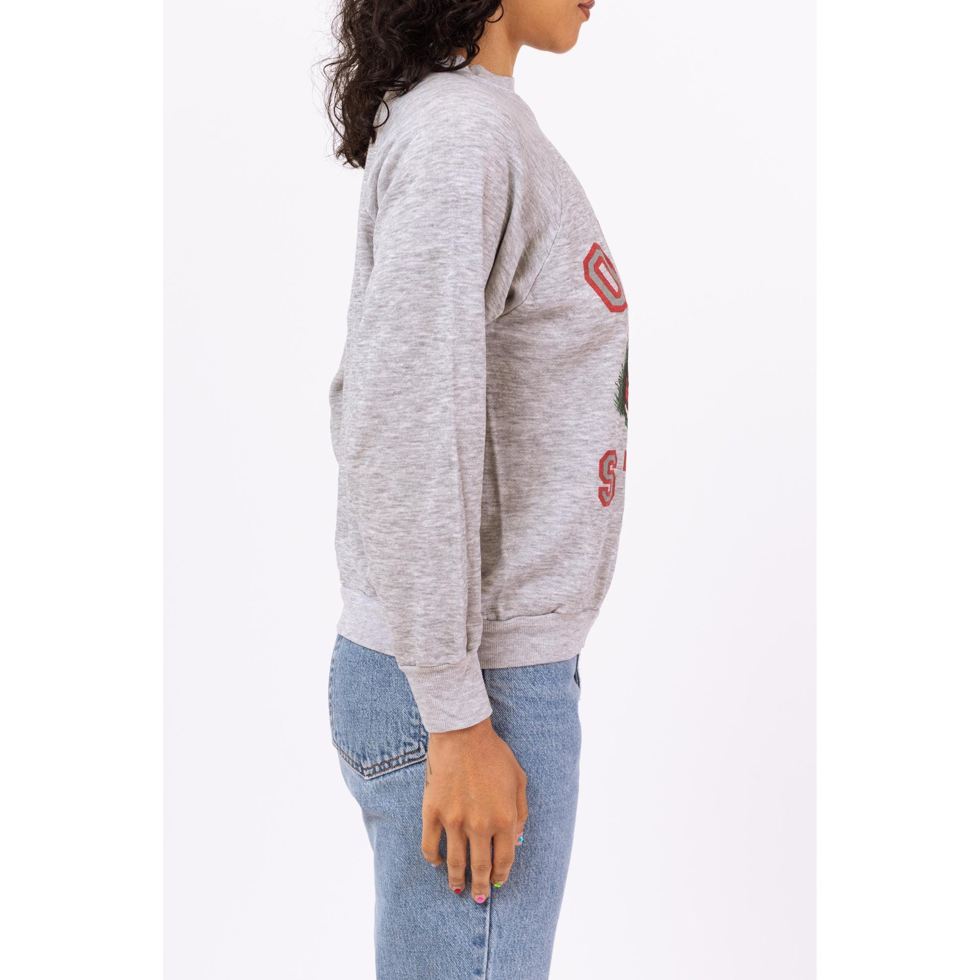 Vintage 80s Ohio State Sweatshirt - Medium | Lightweight Grey College Football Pullover Sweater, NCAA Crewneck Top
