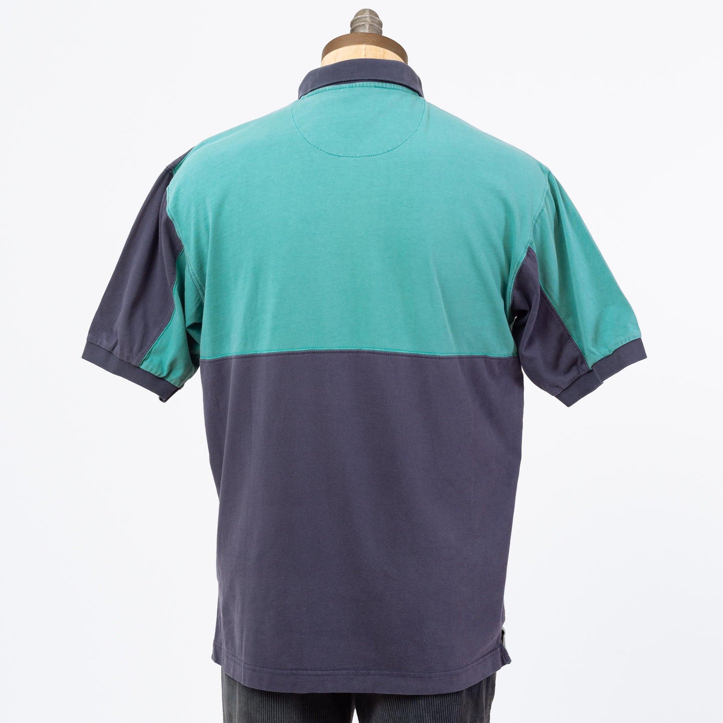 3 Vintage 90s Mickey Mouse Color Block Polo Shirt - Large | Blue Green Collared Disney Cartoon Streetwear Shirt