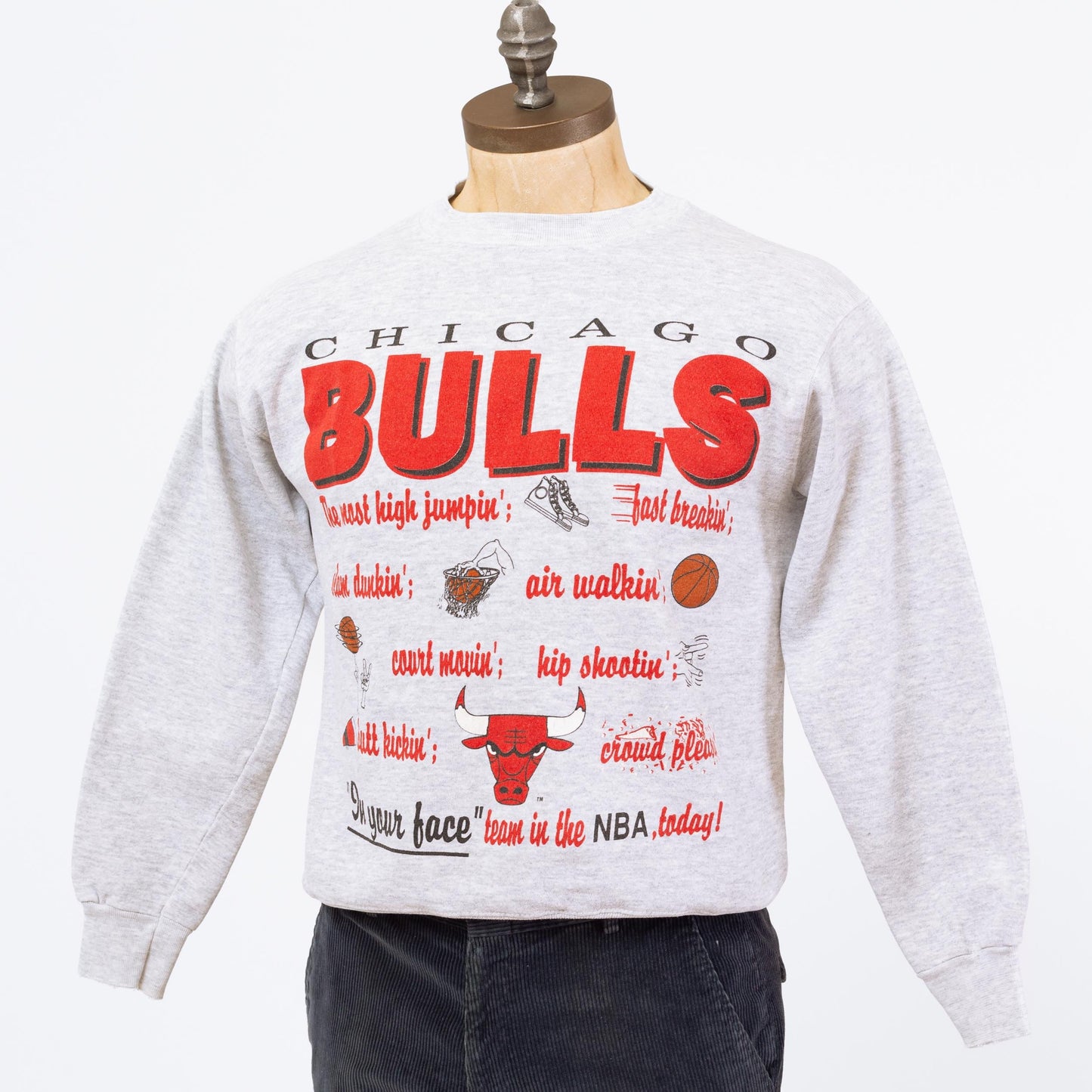 3 Vintage 90s Chicago Bulls NBA Sweatshirt - Small | Basketball Graphic Athletic Crew Neck Pullover Sweater