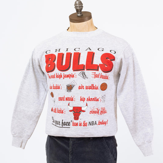 3 Vintage 90s Chicago Bulls NBA Sweatshirt - Small | Basketball Graphic Athletic Crew Neck Pullover Sweater
