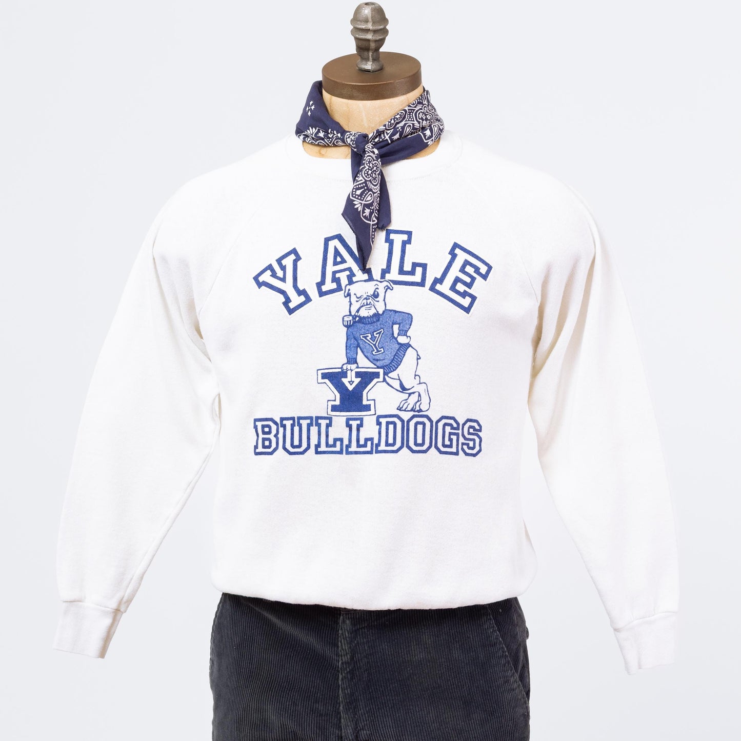 3 Vintage 90s Yale University Bulldogs Sweatshirt - Medium | Ivy League College Graphic Raglan Sleeve Crew Neck Pullover Sweater