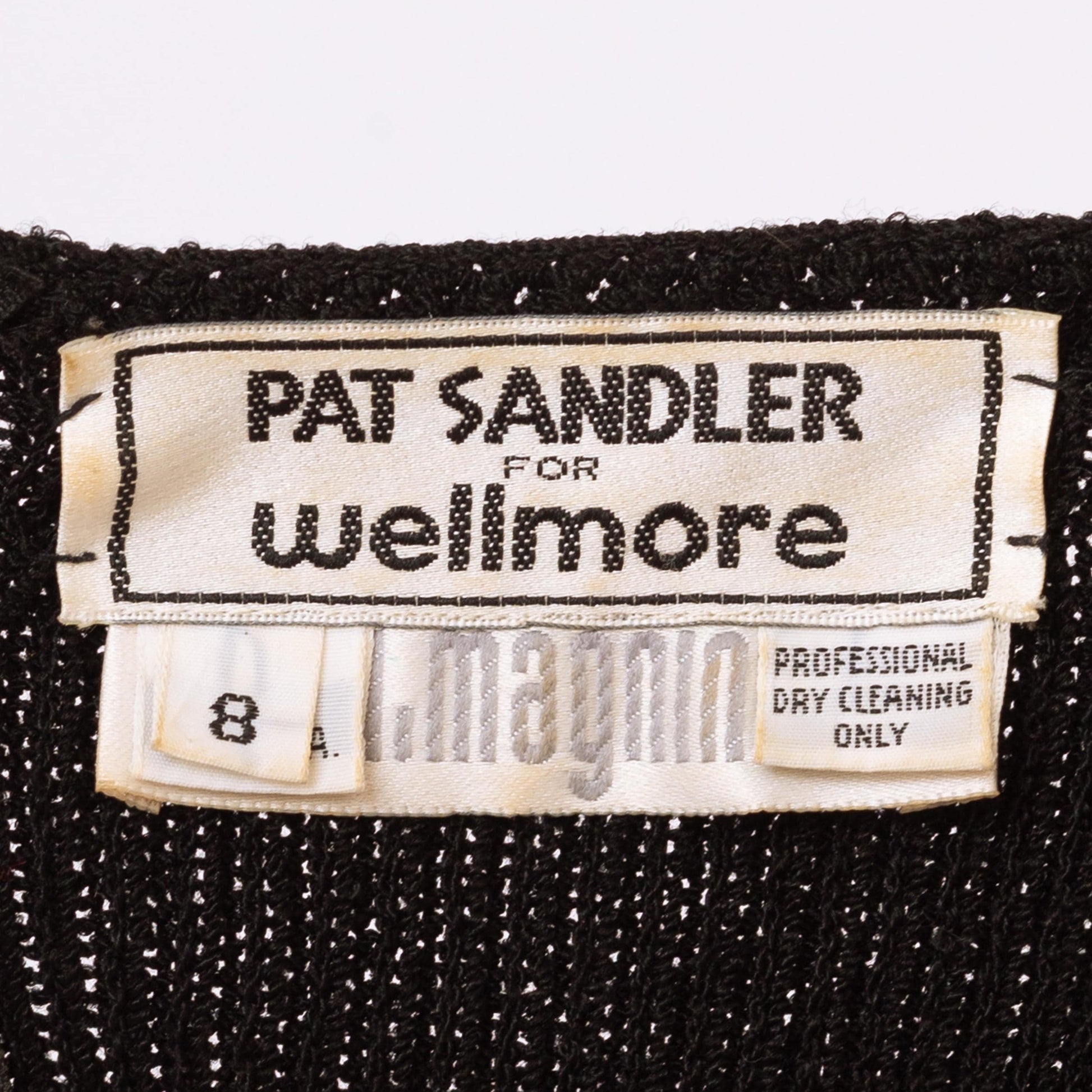 Vintage 80s Pat Sandler Black & White Beaded Knit Midi Sweater Dress - Small to Medium | Designer Long Sleeve Glam Formal Cocktail Dress