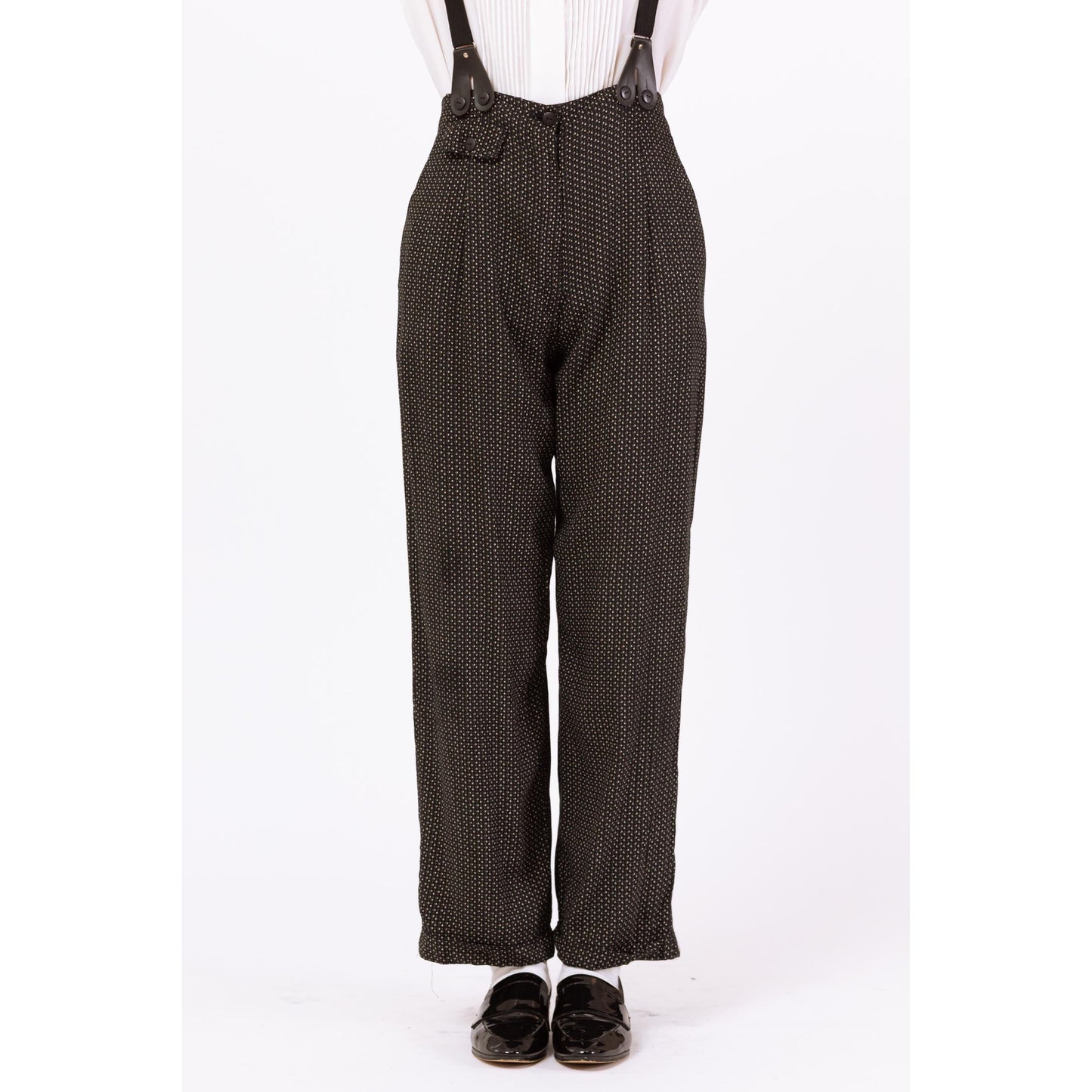 Vintage 90s Suspender Pants - Small | Menswear Style Cross Back Strap Jumpsuit Overall Trousers