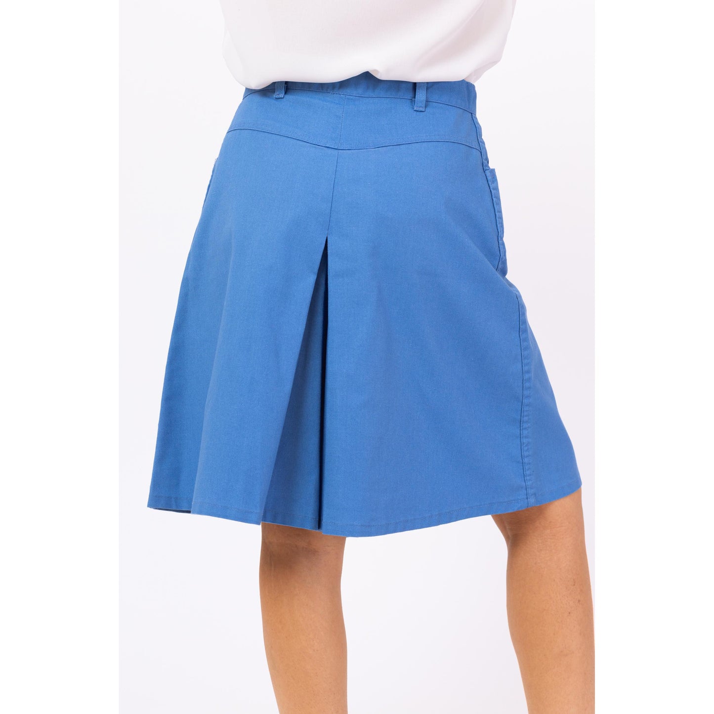 Vintage 70s Blue Preppy Culotte Split Front Shorts - Medium, 29" | High Waisted Wide Leg Skort, Retro Long Shorts