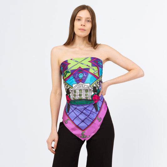 Vintage 90s Esprit Queen’s Guard London Print Large Square Scarf - 35"x35" | Made In Japan Novelty Bold Colorful Scarf Top