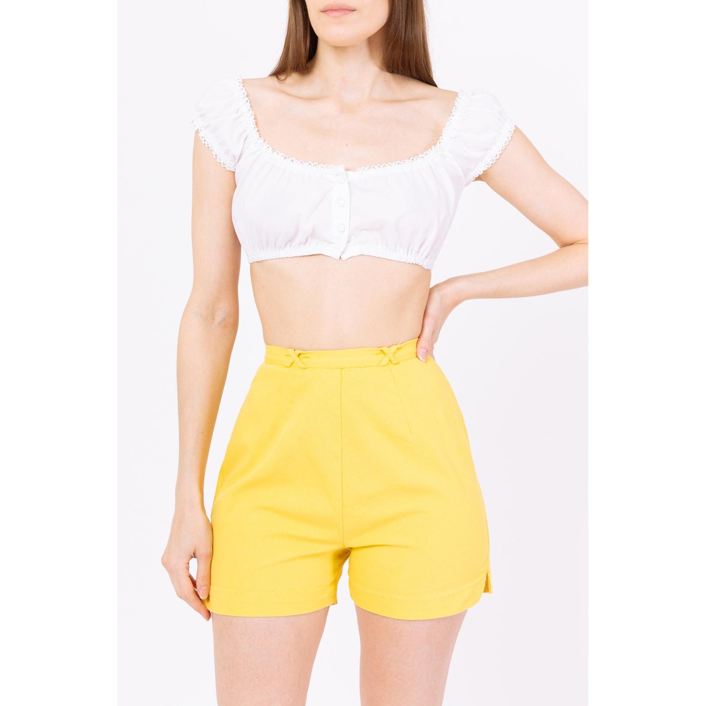 Vintage 50s 60s Catalina Yellow High Waisted Pinup Shorts - Extra Small, 23" Waist | Rockabilly Retro High Rise Beach Outfit Summer Shorts