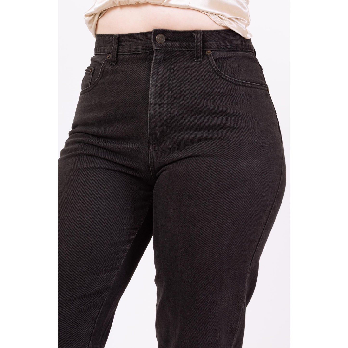 Vintage 90s Black High Waisted Mom Jeans - Large, 32” Waist | Tapered Leg High Rise Denim Jeans