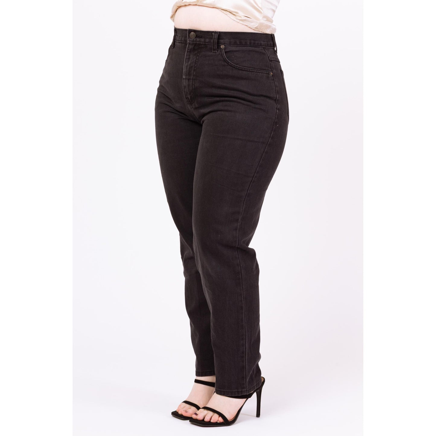 Vintage 90s Black High Waisted Mom Jeans - Large, 32” Waist | Tapered Leg High Rise Denim Jeans