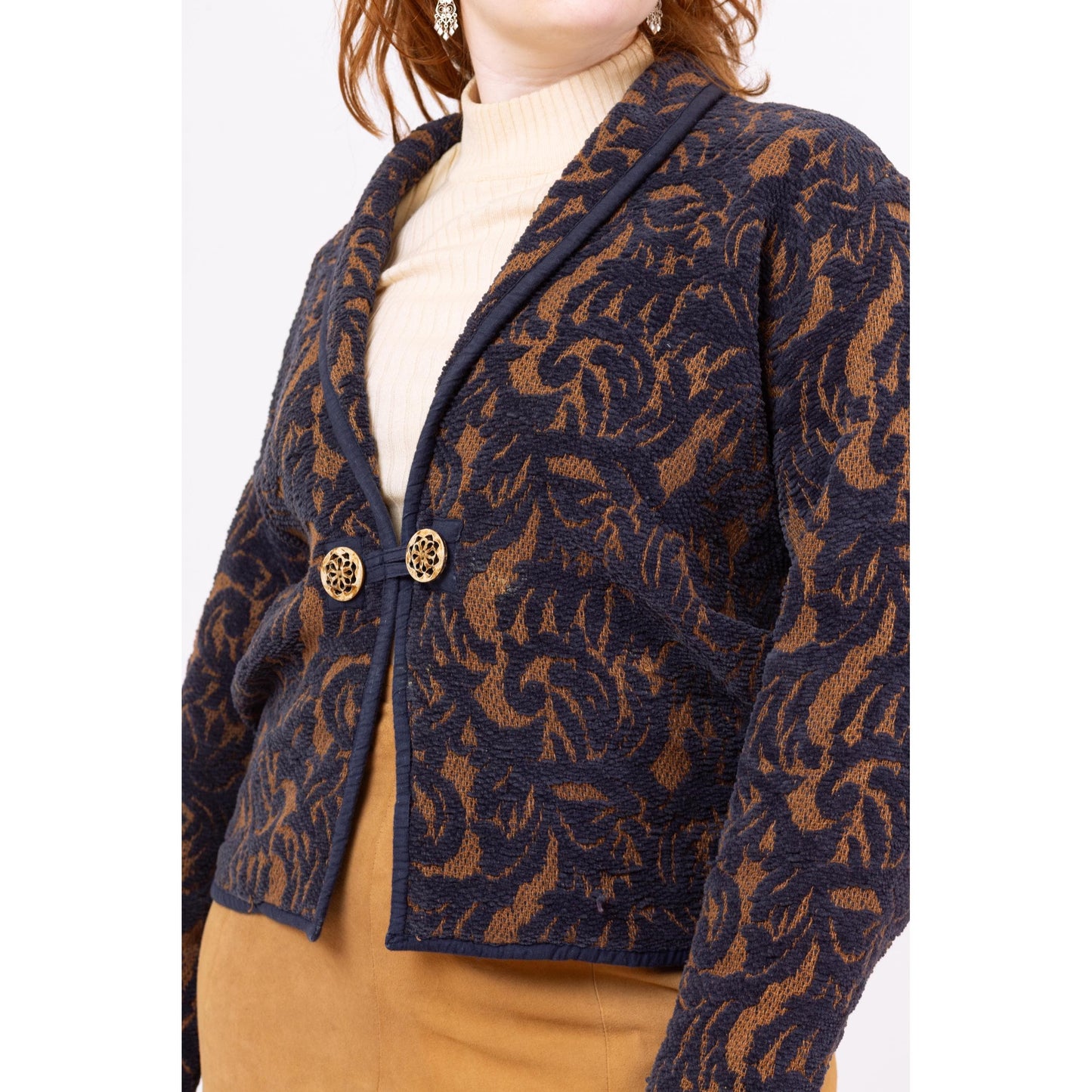 Vintage 90s Floral Chenille Tapestry Jacket - Medium | Oversized Boho Fall Jacket, Lightweight Coat