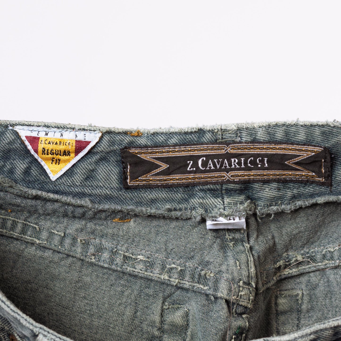 Vintage 90s Faded Green High Waisted Jeans - Large, 32" Waist | Distressed Denim Z Cavaricci Tapered Leg Mom Jeans