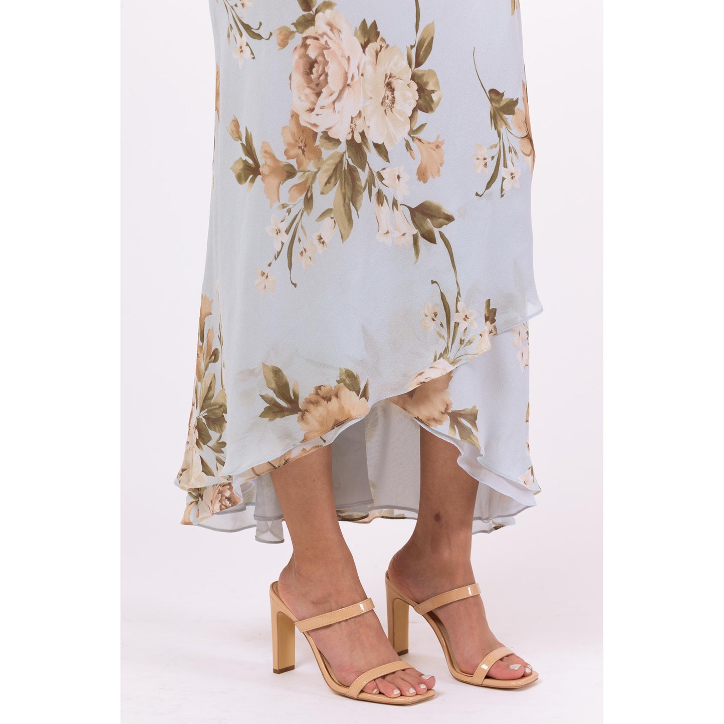 Vintage Y2K Blue Floral Silk Bias Cut Maxi Dress - Extra Small, Size 2 | Ann Taylor Summer Wedding Guest Dress, Formal Garden Party Dress