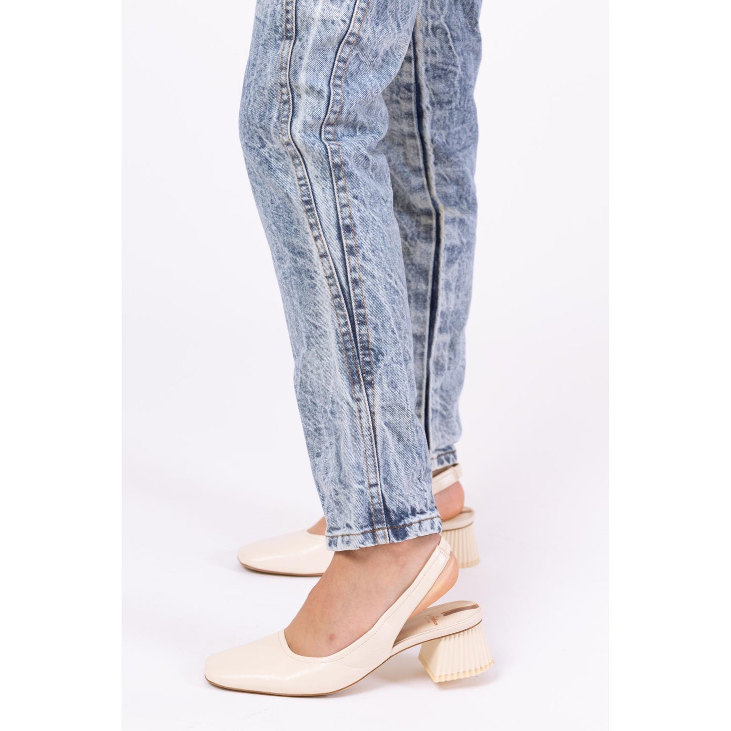 Vintage 80s Chic Acid Wash High Waist Jeans - Extra Small, 25" Waist | Light Wash Tapered Leg Denim Skinny Streetwear Jeans