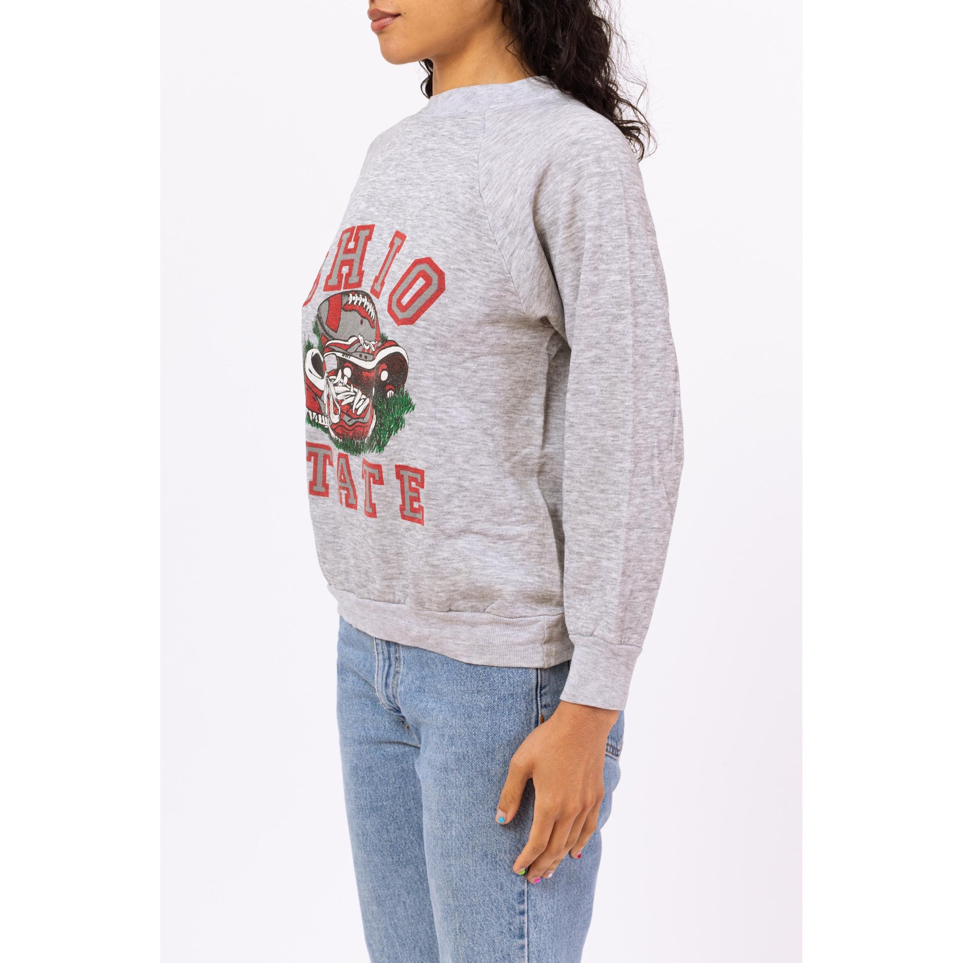 Vintage 80s Ohio State Sweatshirt - Medium | Lightweight Grey College Football Pullover Sweater, NCAA Crewneck Top