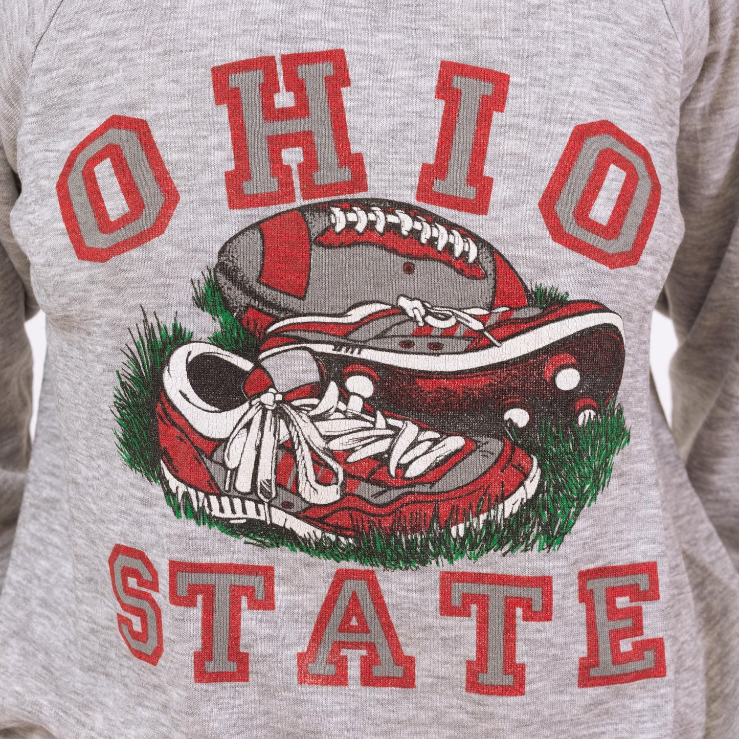 Vintage 80s Ohio State Sweatshirt - Medium | Lightweight Grey College Football Pullover Sweater, NCAA Crewneck Top