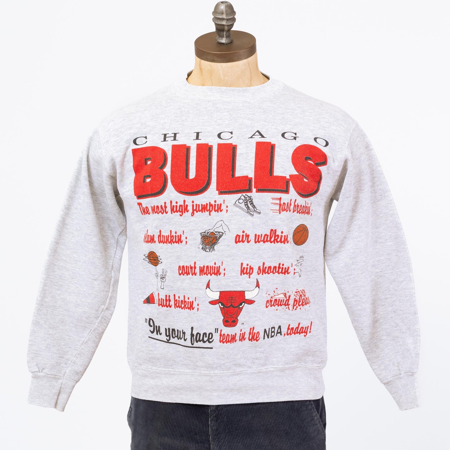 3 Vintage 90s Chicago Bulls NBA Sweatshirt - Small | Basketball Graphic Athletic Crew Neck Pullover Sweater