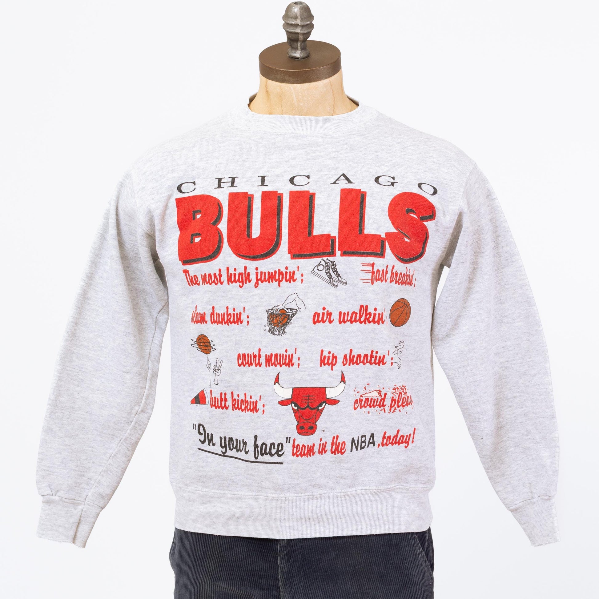 3 Vintage 90s Chicago Bulls NBA Sweatshirt - Small | Basketball Graphic Athletic Crew Neck Pullover Sweater