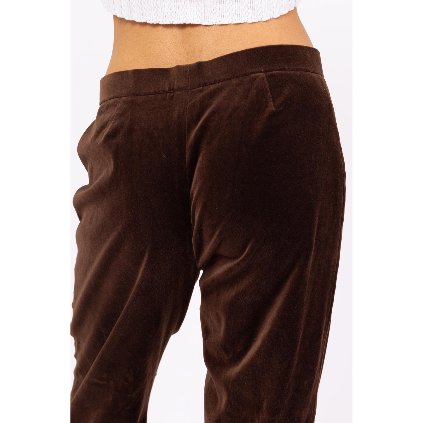 Vintage Y2K Ralph Lauren Brown Velvet Pants - Small, Size 6 | Minimalist Mid Rise Straight Leg Trousers