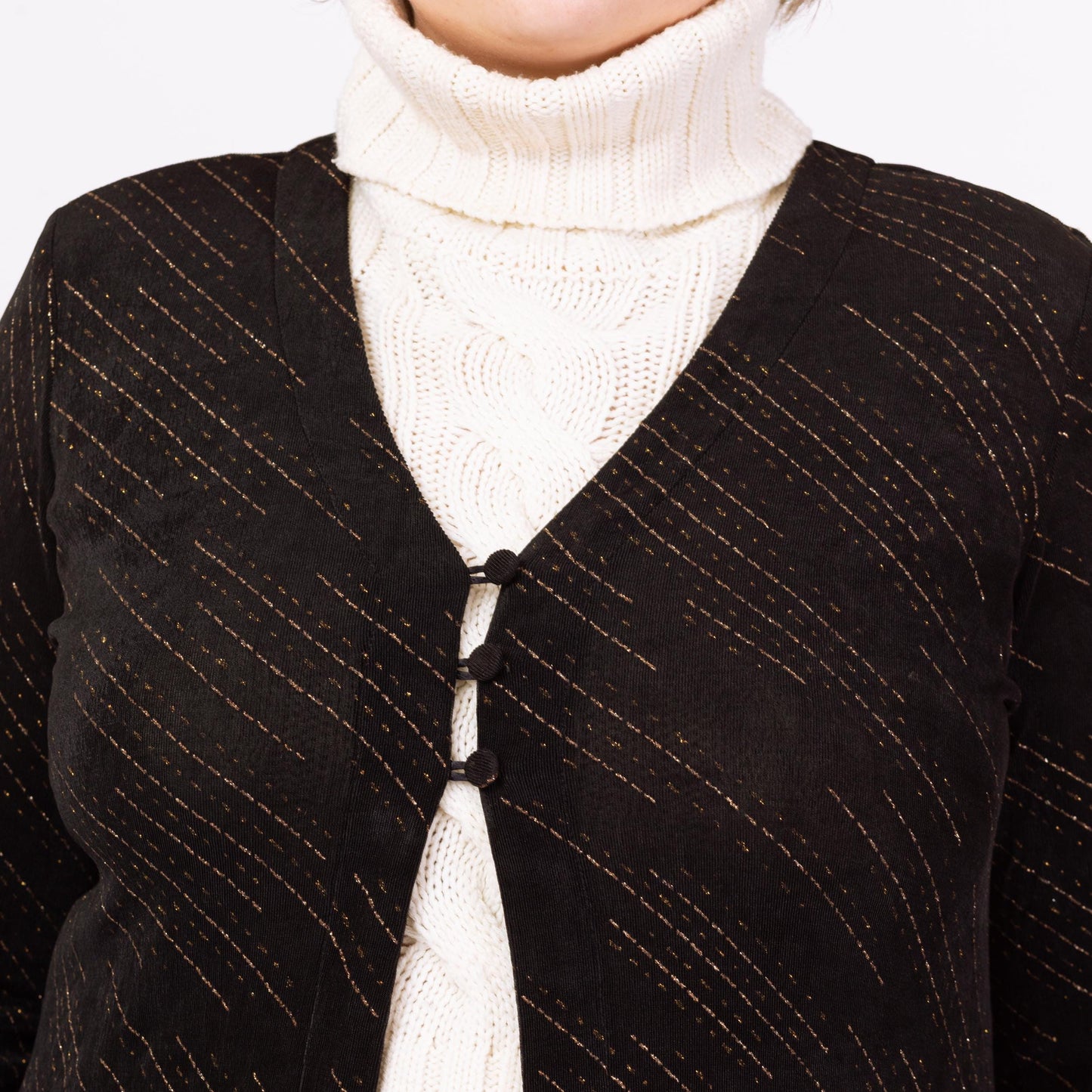 Vintage 90s Black Metallic Striped Slinky Overshirt - Extra Large | Stretchy Long Sleeve Button Front Longline Open Front Cardigan Blouse