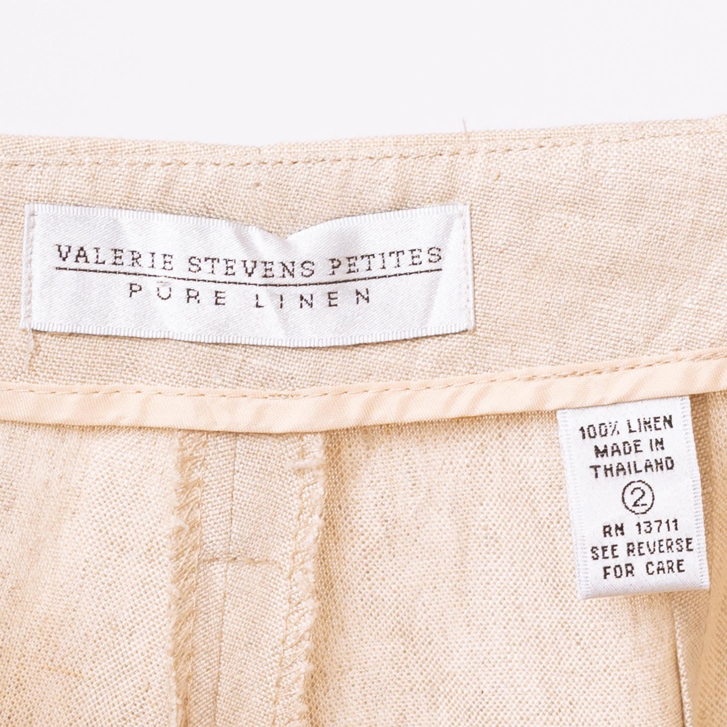 Vintage 90s Oatmeal Linen High Waisted Shorts - Extra Small, 24" Waist | Minimalist Khaki Wide Leg Pleated Long Inseam Shorts