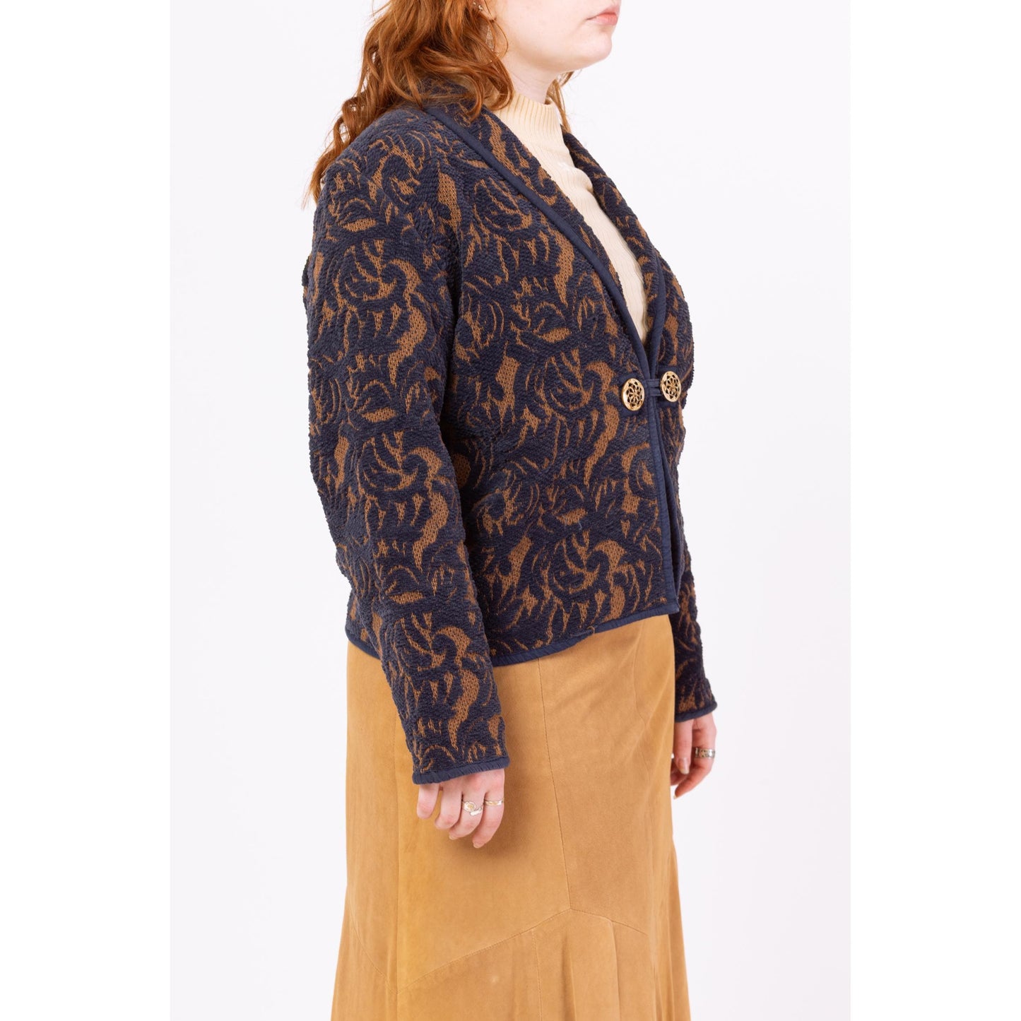 Vintage 90s Floral Chenille Tapestry Jacket - Medium | Oversized Boho Fall Jacket, Lightweight Coat