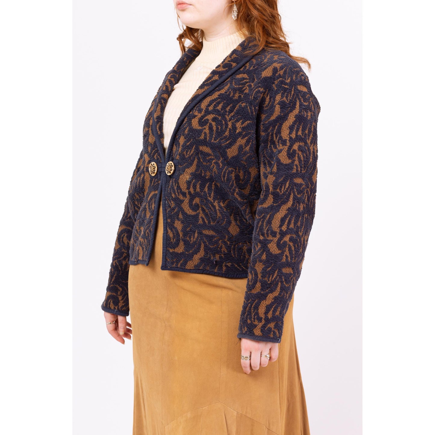 Vintage 90s Floral Chenille Tapestry Jacket - Medium | Oversized Boho Fall Jacket, Lightweight Coat
