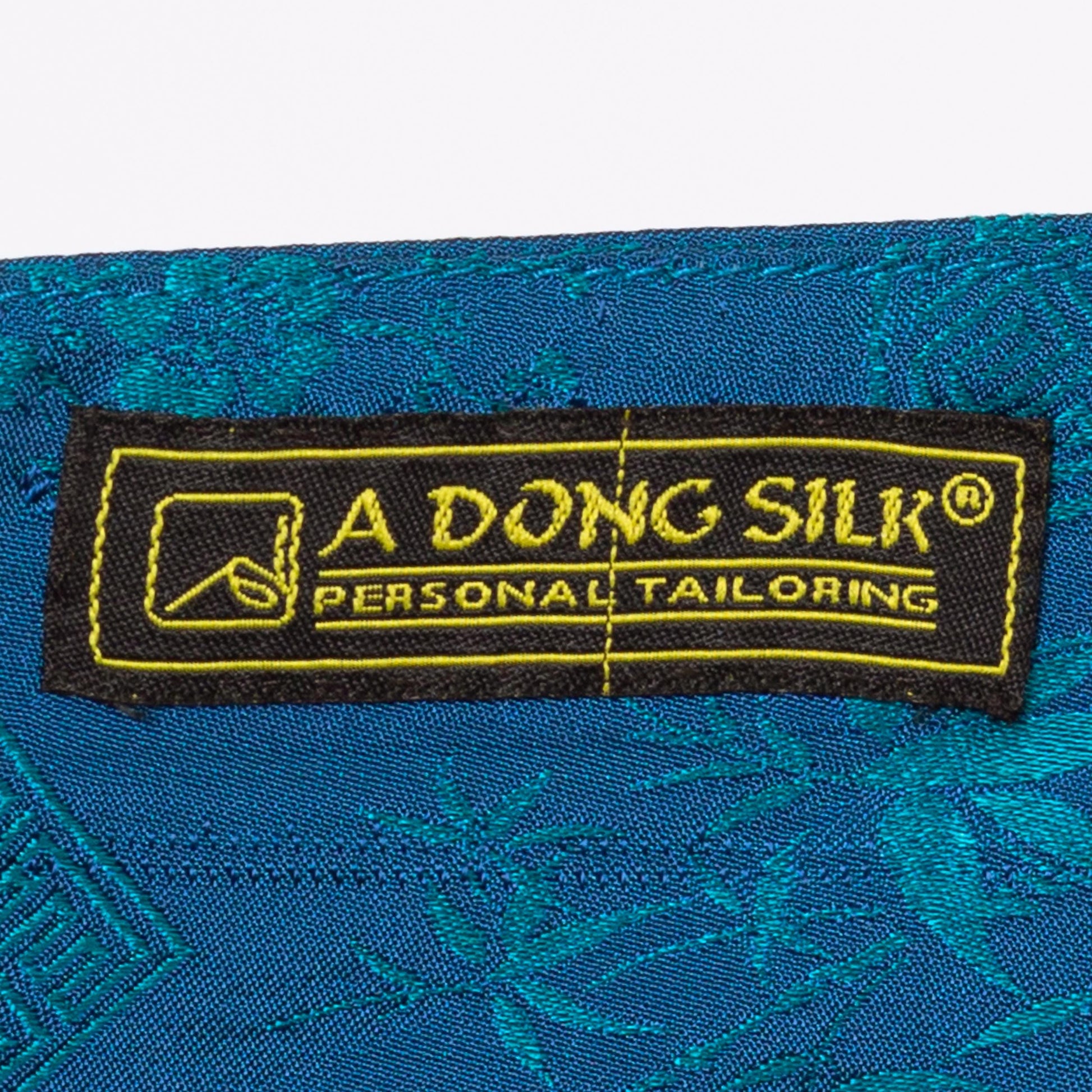 Vietnamese Teal Silk Jacquard Halter Top & Pants Set - Medium | Vintage Matching Two Piece Outfit, Formal Crop Top Trouser Pantsuit