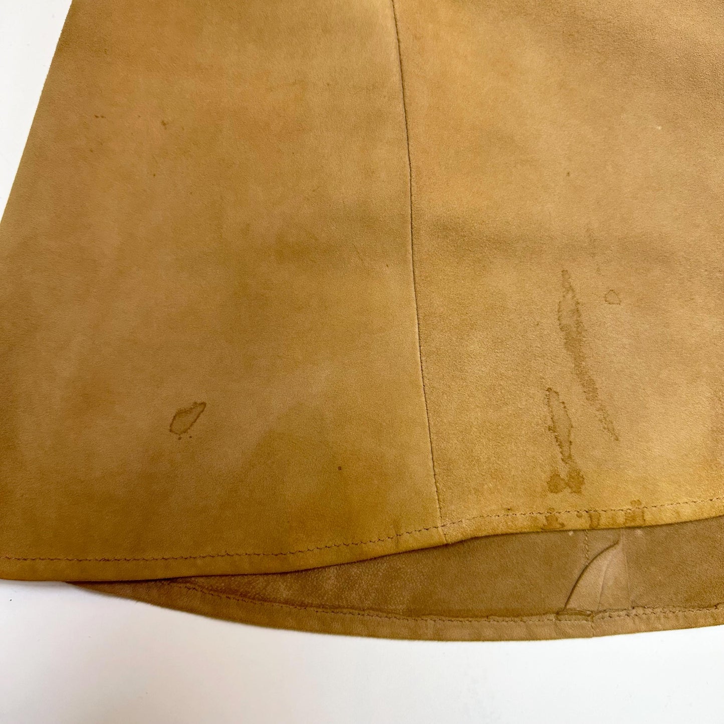 Vintage Y2K Boho Tan Suede Trumpet Hem Maxi Skirt - Large, 32.5" Waist | Overland Outfitters Leather High Waisted Long Western Skirt