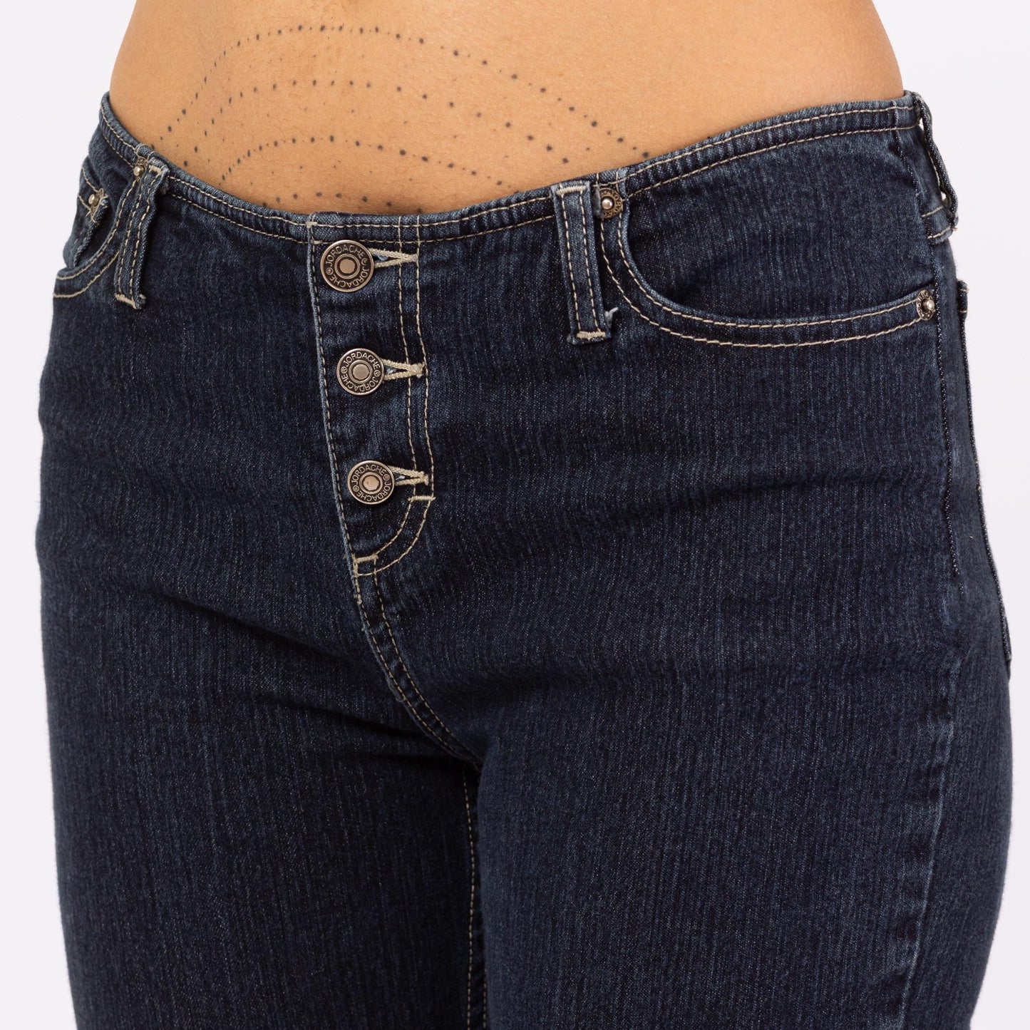 Vintage Y2K Low Rise Dark Wash Flared Jeans - Extra Small | 90s 2000s Jordache Exposed Button Fly Denim Bootcut Flares