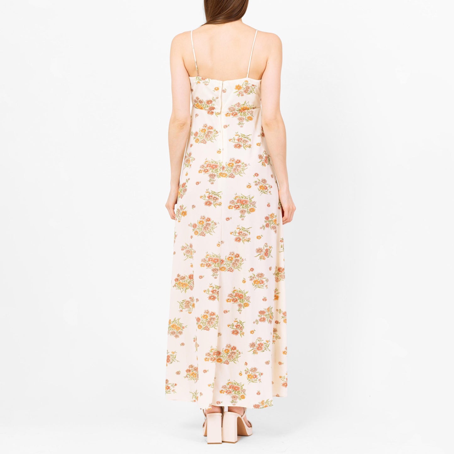 Vintage 70s Wildflower Floral Maxi Sundress - Small | Boho Cream Tie Front Spaghetti Strap Summer Date Night Wedding Guest Dress