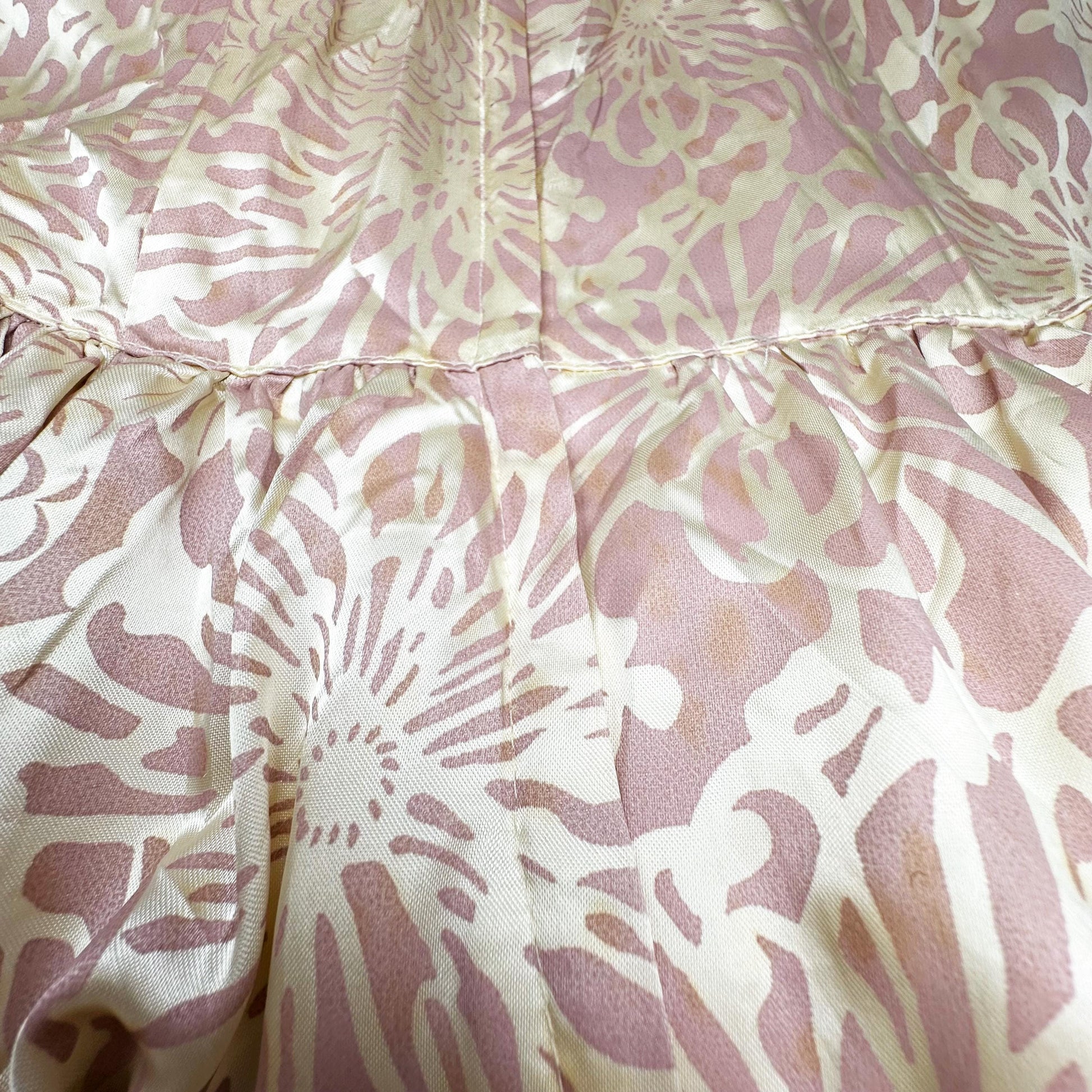 Vintage 80s Gunne Sax Floral Satin Midi Princess Gown, As Is - Medium | Pink & Champagne Off Shoulder Fit Flare Formal Dress