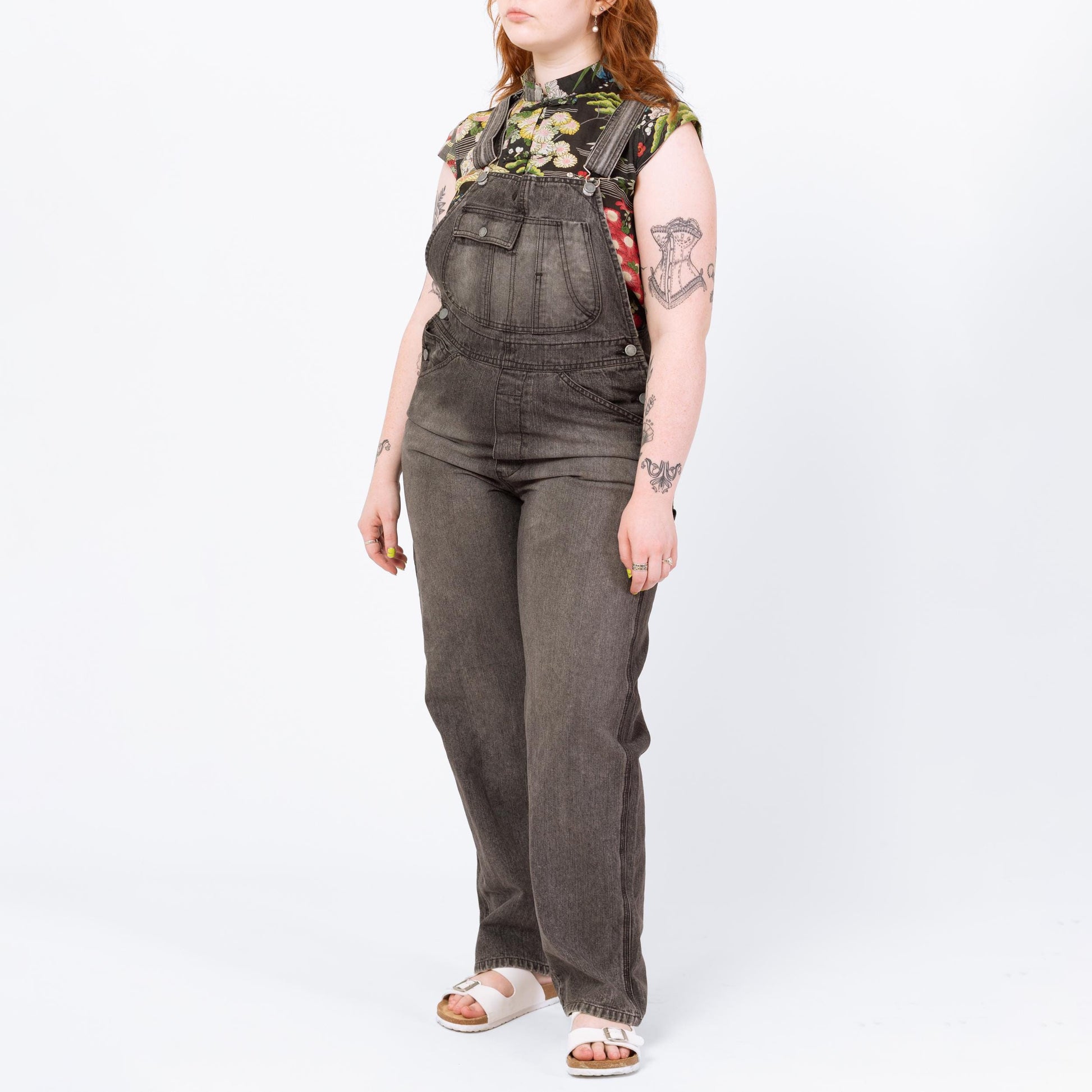 Vintage 90s Faded Grey Denim Overalls - Medium | Women's Overalls, Grunge Carpenter Dungarees Overall Pants