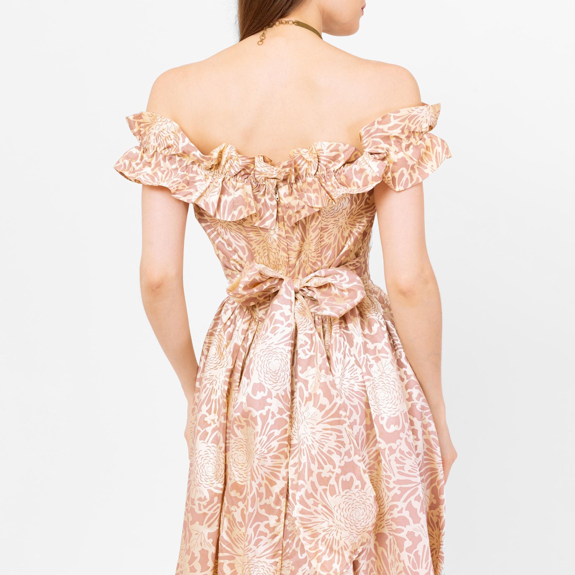 Vintage 80s Gunne Sax Floral Satin Midi Princess Gown, As Is - Medium | Pink & Champagne Off Shoulder Fit Flare Formal Dress