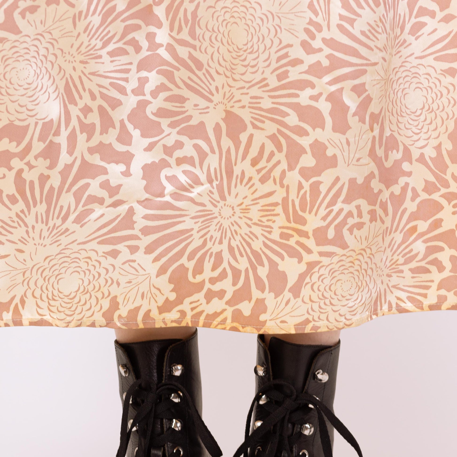 Vintage 80s Gunne Sax Floral Satin Midi Princess Gown, As Is - Medium | Pink & Champagne Off Shoulder Fit Flare Formal Dress