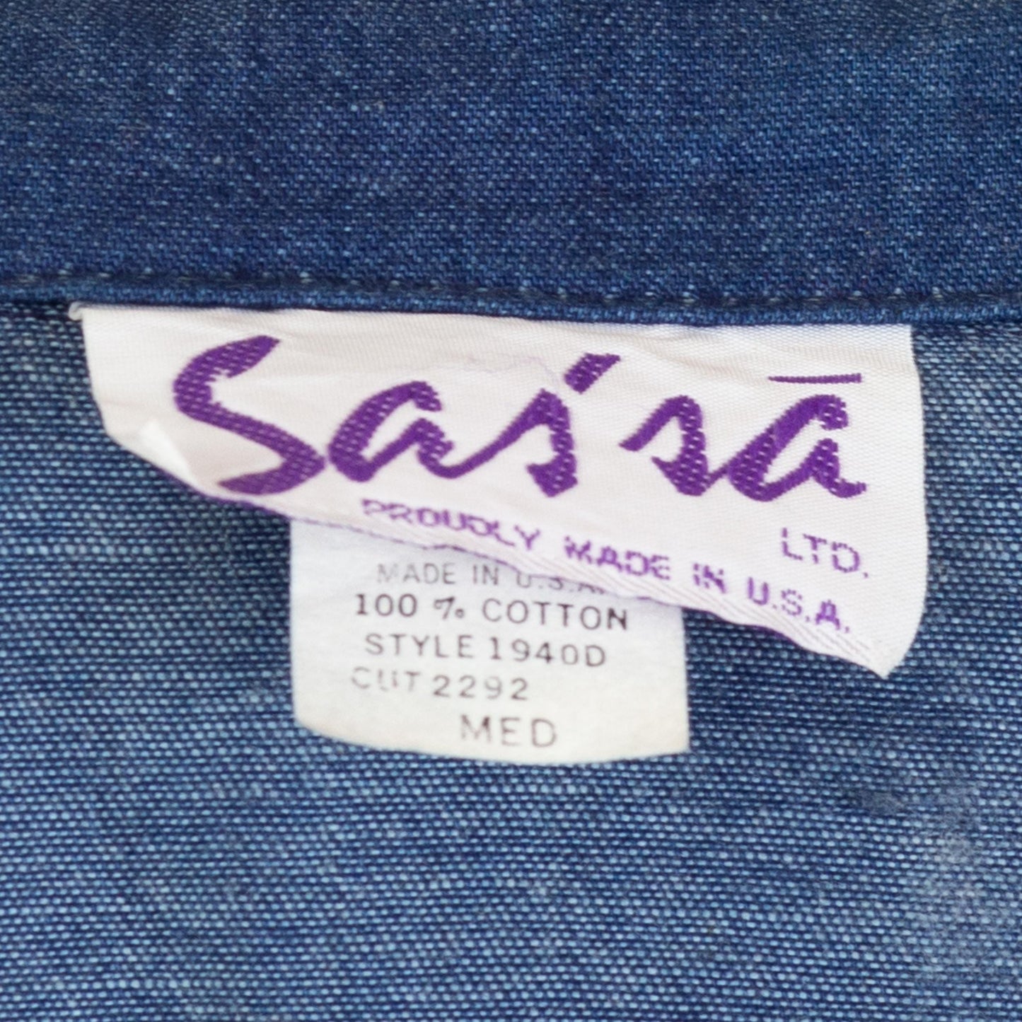 Vintage 80s Western Chambray Concho Maxi Dress - Medium to Large | Sassa Retro Rockabilly Long Sleeve Denim Shirtdress