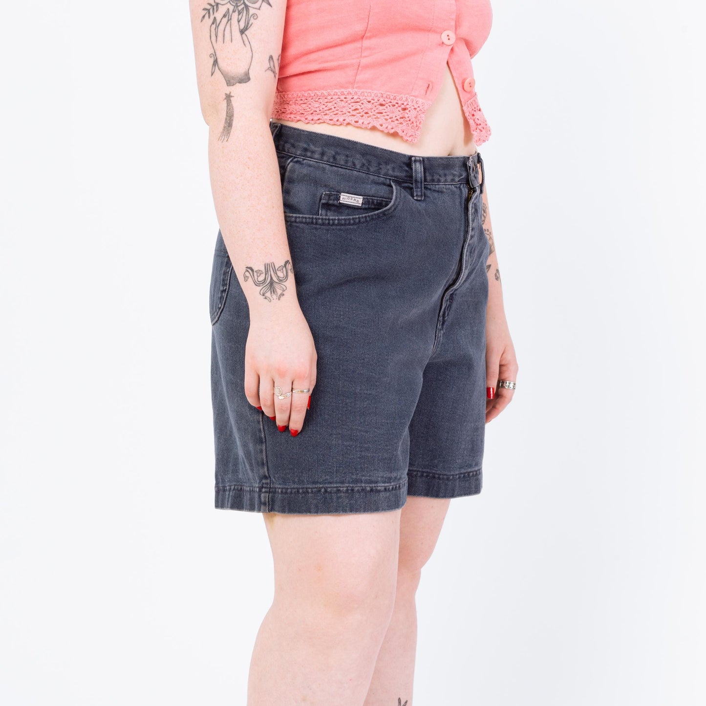 Vintage 90s Lee Dark Blue Jean Shorts - Large, 33" Waist | Long Inseam Indigo Denim Casual Summer Mom Shorts
