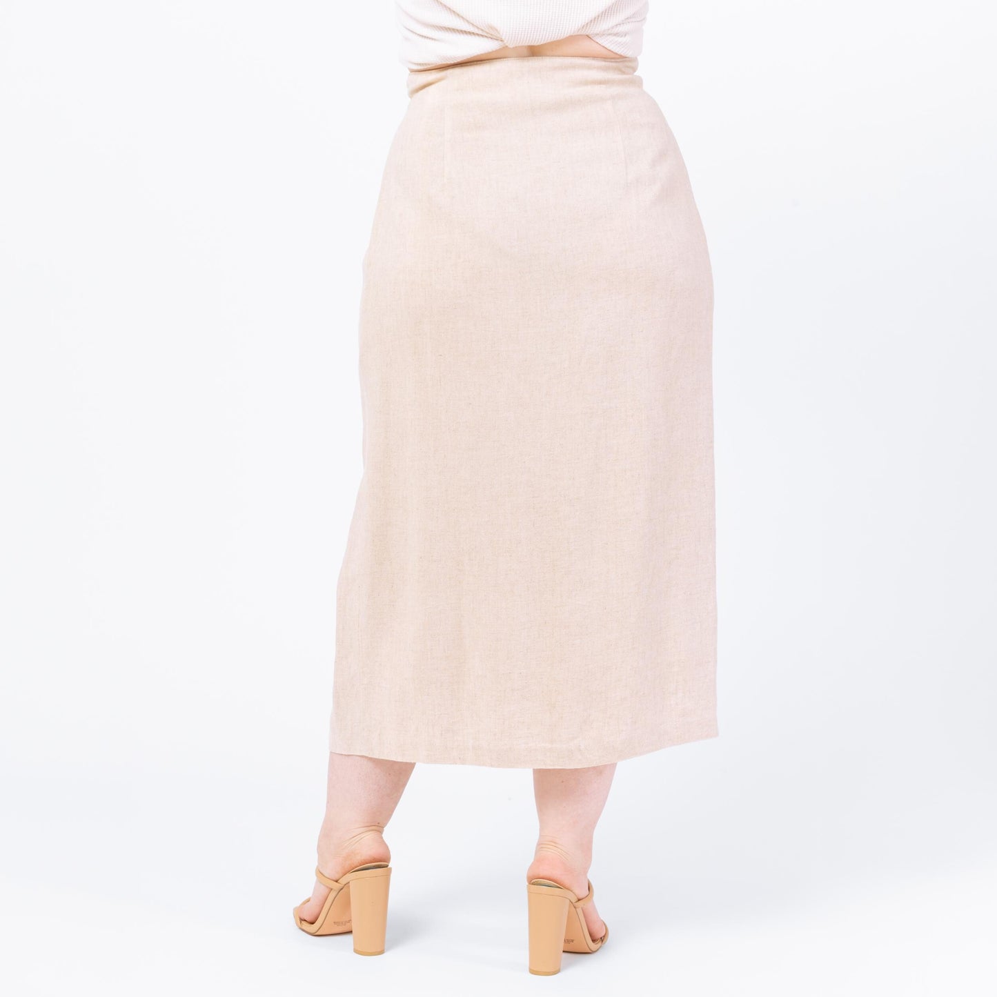 Vintage 90s Ecru Linen Maxi Wrap Skirt - Medium, 30” Waist | Minimalist High Waisted Long Oatmeal Skirt