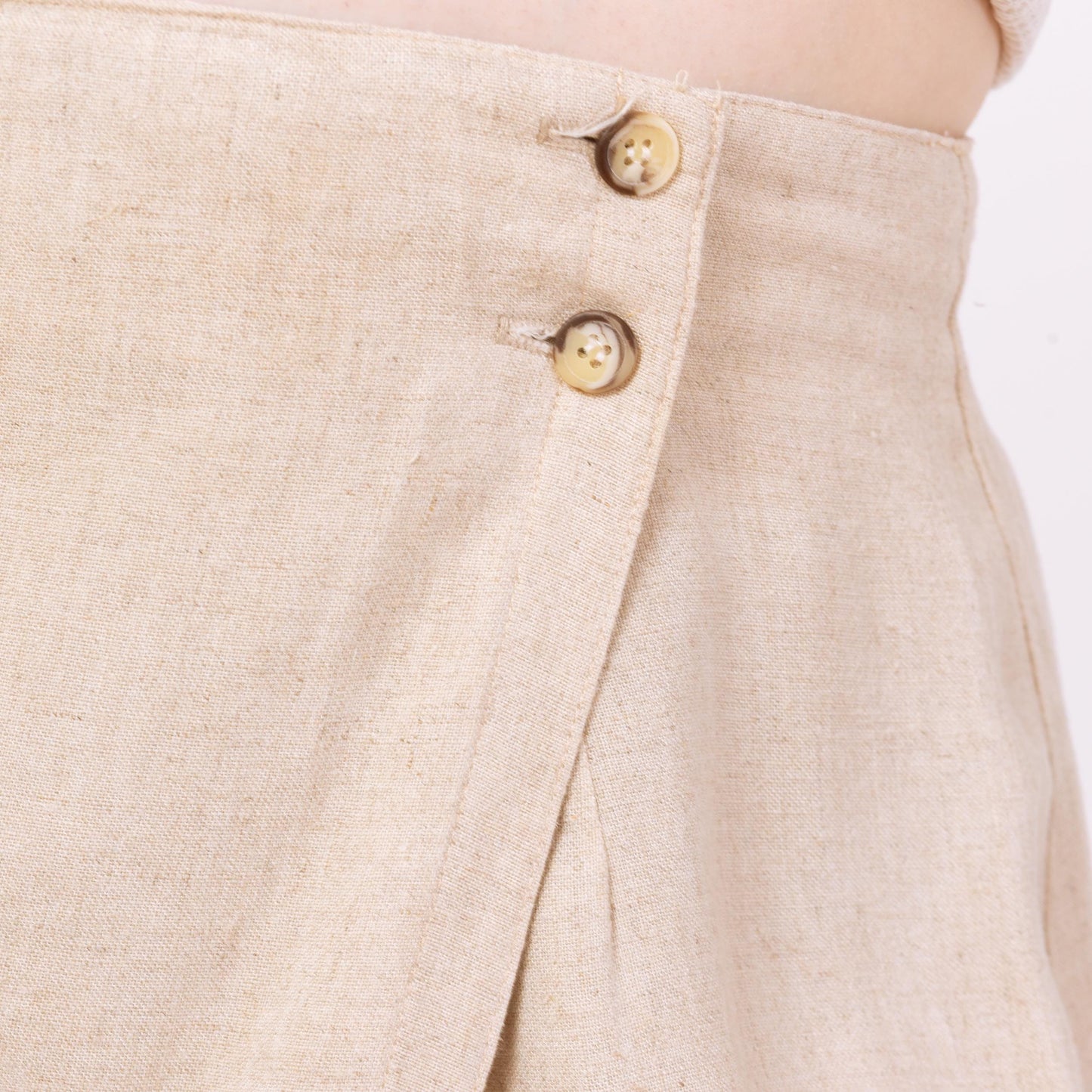Vintage 90s Ecru Linen Maxi Wrap Skirt - Medium, 30” Waist | Minimalist High Waisted Long Oatmeal Skirt