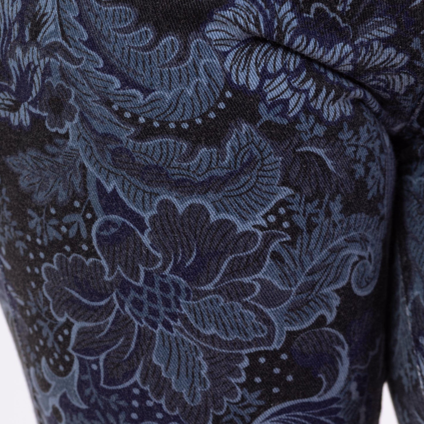 Vintage 90s Blue Baroque Floral Bootcut Jeans - Medium, 32" Waist | Mid Rise Navy Blue Denim Mom Jeans