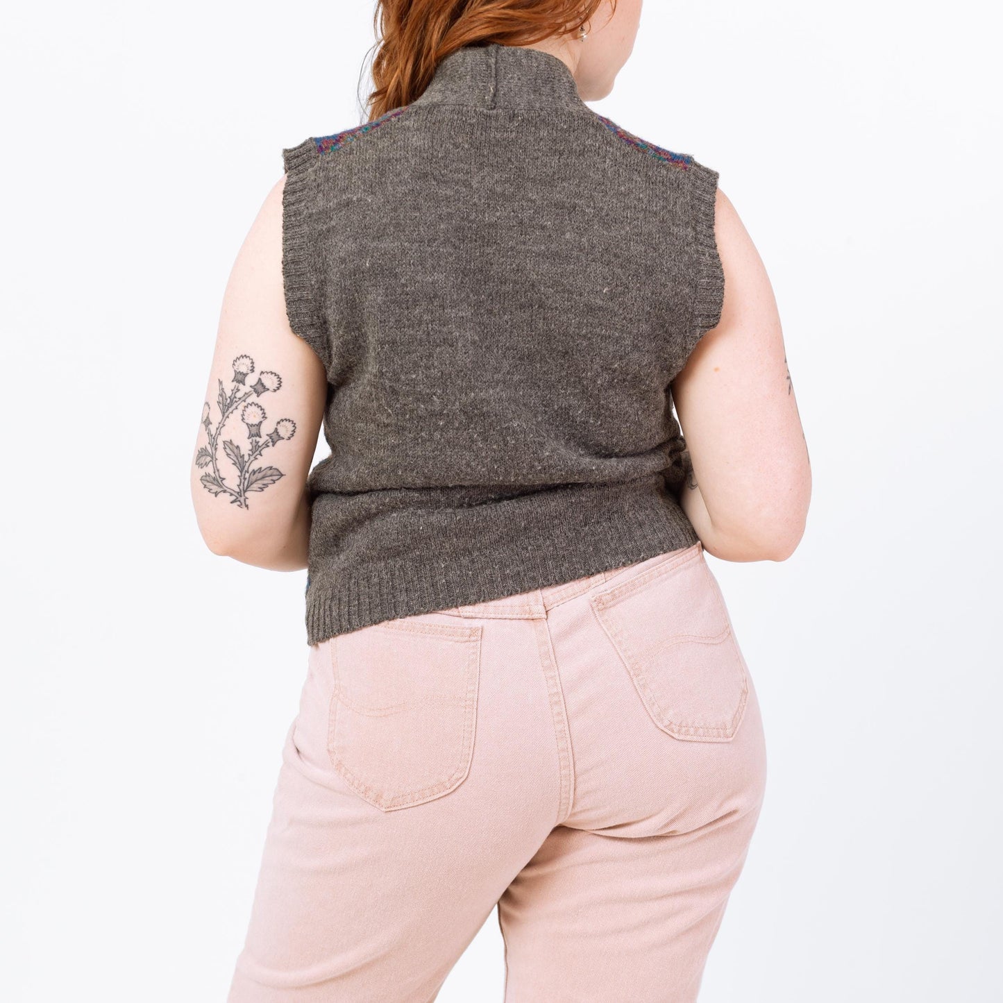 Vintage 80s Grey Striped Sweater Vest - Medium | Preppy Knit Vest, Dark Academia Sleeveless Cardigan, Cottagecore Sweater