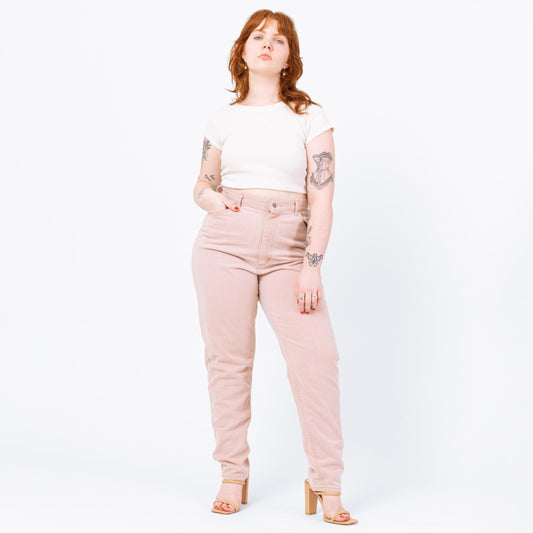 Vintage 90s Lee Pastel Pink High Waisted Jeans - Large, 32" Waist | Made In USA Denim Tapered Leg Mom Jeans