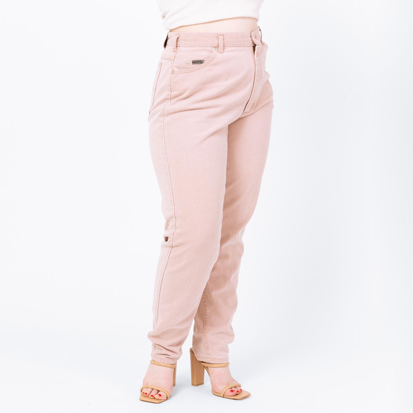 Vintage 90s Lee Pastel Pink High Waisted Jeans - Large, 32" Waist | Made In USA Denim Tapered Leg Mom Jeans