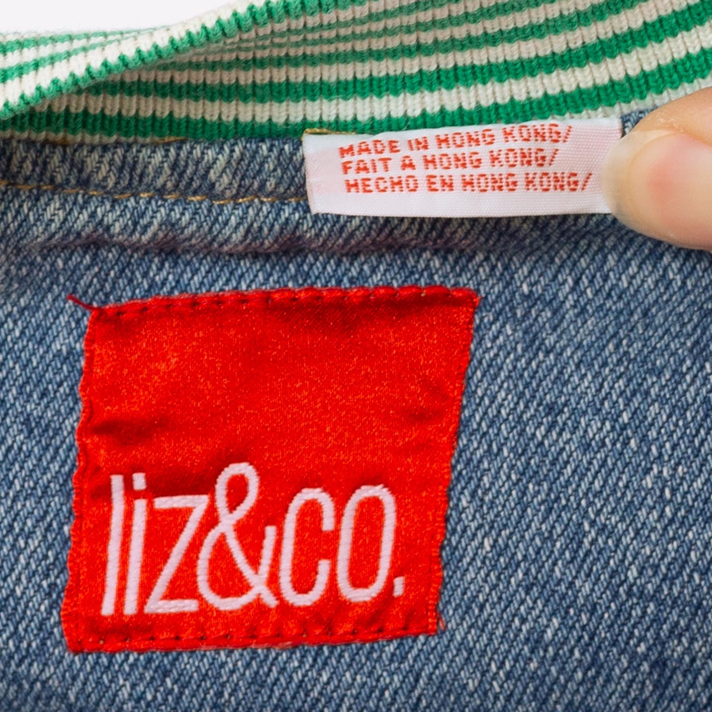 Vintage 90s Denim Striped Trim Vest - Small | Zip Up Blue Jean Sleeveless Jacket