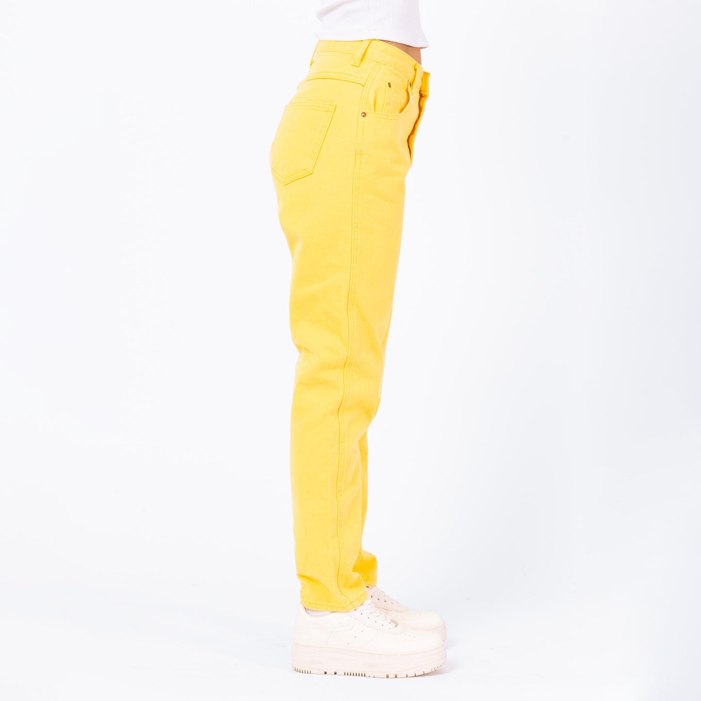 Vintage 90s Yellow High Waisted Jeans - Small, 27" Waist | Denim Tapered Leg Mom Jeans