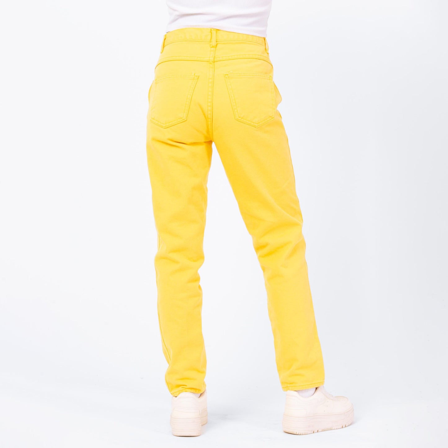 Vintage 90s Yellow High Waisted Jeans - Small, 27" Waist | Denim Tapered Leg Mom Jeans