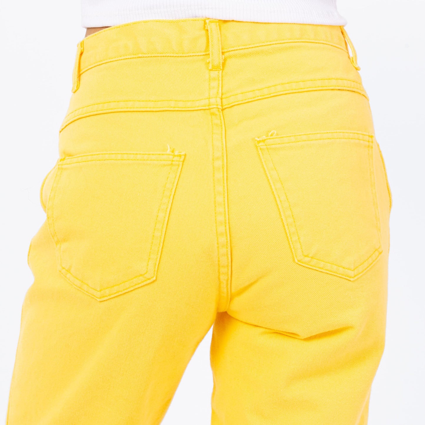 Vintage 90s Yellow High Waisted Jeans - Small, 27" Waist | Denim Tapered Leg Mom Jeans