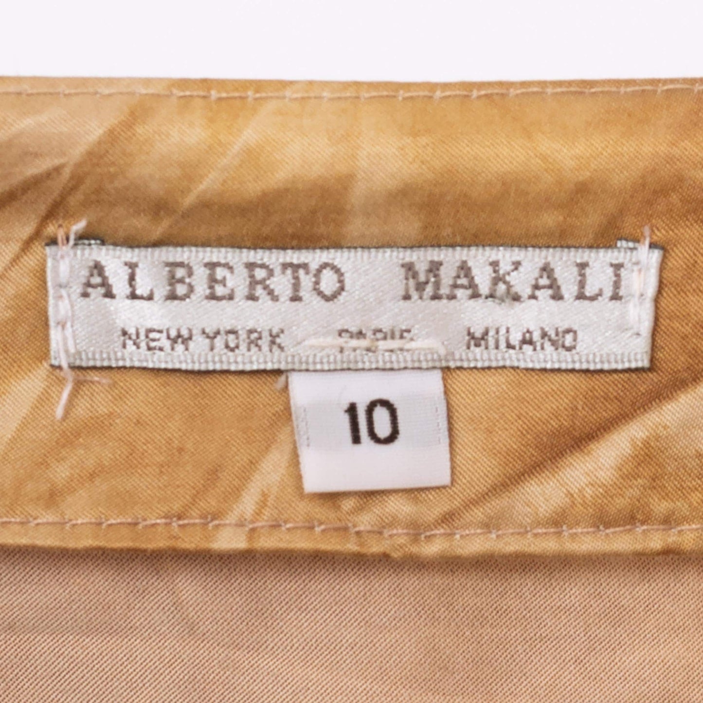 Vintage 90s Alberto Makali Zipper Midi Skirt - Medium | Designer Low Rise Crinkle Print Trumpet Hem Skirt