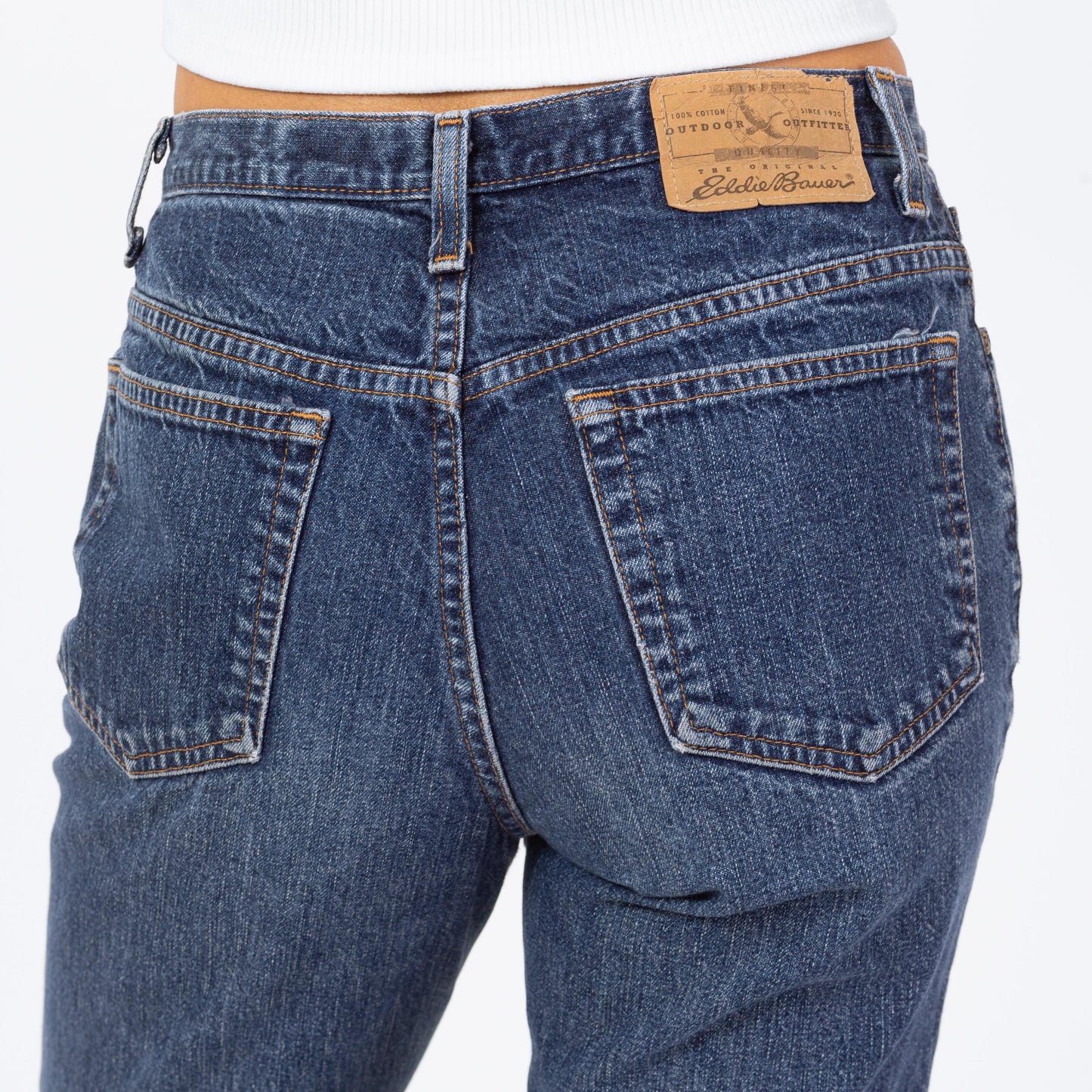 Vintage 90s Dark Wash Mid Rise Jeans - Small, 27" Waist | Eddie Bauer Cut Off Bootcut Ankle Jeans
