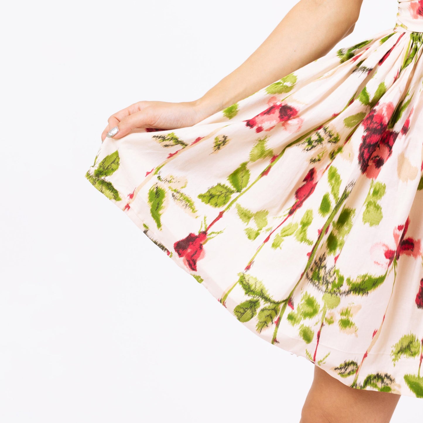 Vintage 1950s Watercolor Floral Fit & Flare Dress - XXS | 50s Mindy Ross Rose Print Garden Party Mini Dress